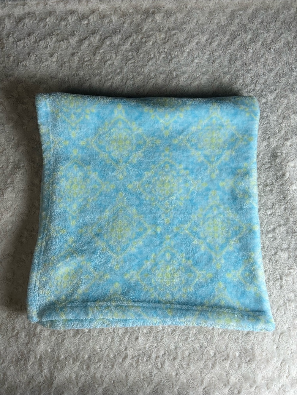 Blankets & Beyond Blue Yellow Damask Print Baby Blanket Floral Motif Lovey
